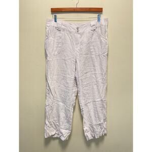 VTG International Concepts Womens Pants Size 16 White Linen Wide Leg Coastal Y2K